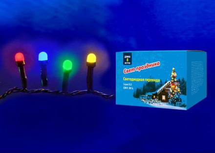 Светодиодная гирлянда (UL-00005473) Uniel Жемчужины 220V разноцветный ULD-S0800-100/DGA Multi IP20 Pearls