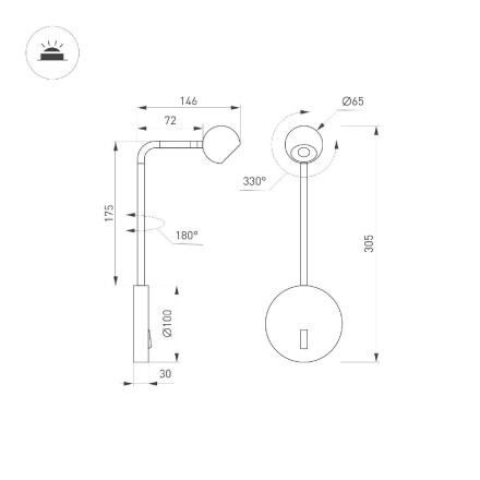 Бра Arlight SP-OTTORI-LONG-WALL-6W Warm3000 048168