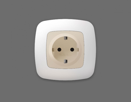 Лицевая панель для розетки с/з со шторками Ambrella Volt Omega OP3270