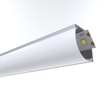 Профиль угловой накладной Apeyron ширина ленты до 10мм (рассеиватель, заглушки - 2шт) 08-08