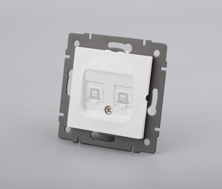 Механизм компьютерной розетки двойной Arlight SCT-MPC2-PL-WH-V (RJ-45, CAT6) 049854