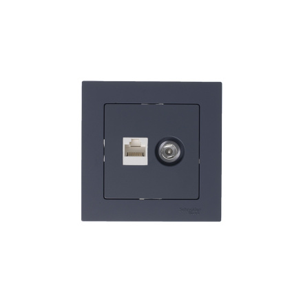 Розетка двойная комп+ТВ, RJ45+TV, кат.5E Systeme Electric AtlasDesign Грифель ATN000789
