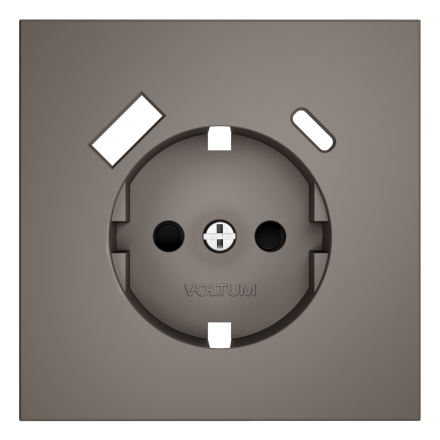 Накладка для розетки с заземлением и защитными шторками, с USB A+C Voltum S70 (капучино) VLS001014