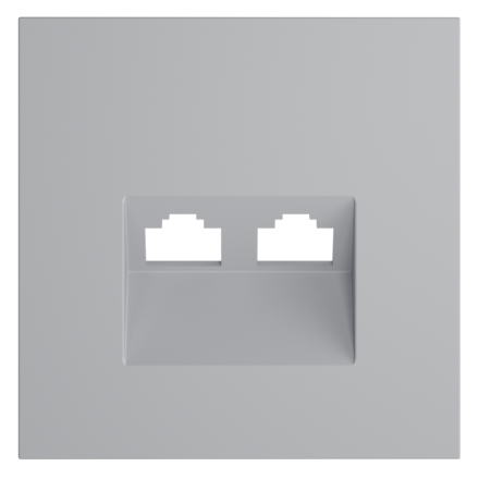 Накладка для розетки компьютерной двойной RJ45+RJ45 кат.6 Voltum S70 (серый) VLS001416