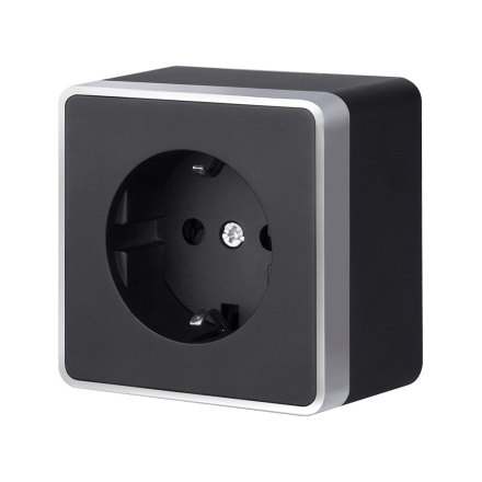 Розетка с заземлением Werkel Gallant (черный с серебром) W5071034 4690389164507 a051148