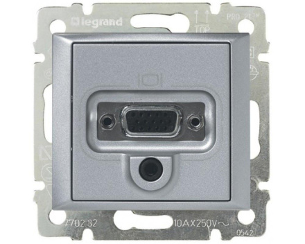 Розетка аудио/видео HD15+Jack3.5 Legrand Valena алюминий 770282