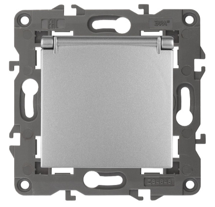 Розетка 2P+E Schuko со шторками с крышкой Эра 14-2103-03 Б0034280