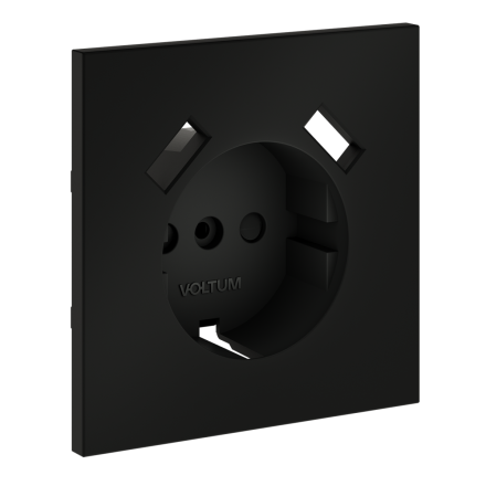 Накладка для розетки с заземлением и защитными шторками, с USB A+A Voltum S70 (черный матовый) VLS000908