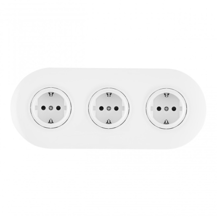 Круглая розетка тройная (трехпостовая) с/з и шторками Arte Milano SET08-3-40-1x3 white