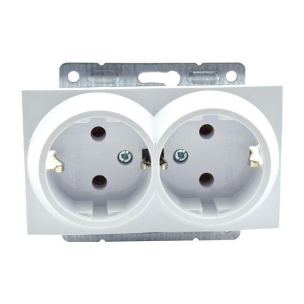 Розетка с заземлением двойная Mono Electric Despina-Larissa 16А 250В слоновая кость 500-000104-120