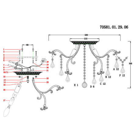 Потолочная люстра Seven Fires Dorita 70581.01.29.06