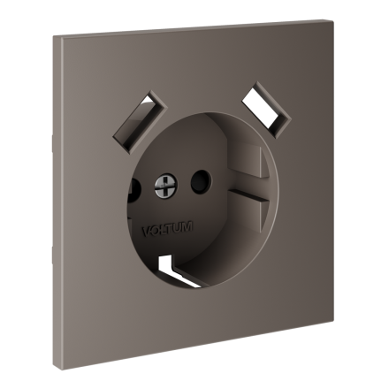 Накладка для розетки с заземлением и защитными шторками, с USB A+A Voltum S70 (капучино) VLS000914