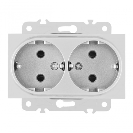 Розетка двойная с заземлением Arte Milano 203.40-2.silver