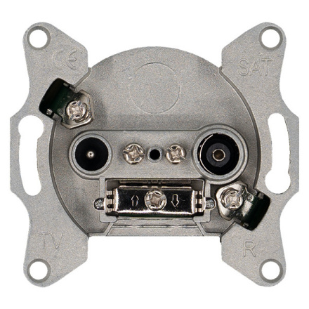 Розетка TV+FM Ф9.5mm проходная с накладкой, цвет Тауп Jasmart G6205T