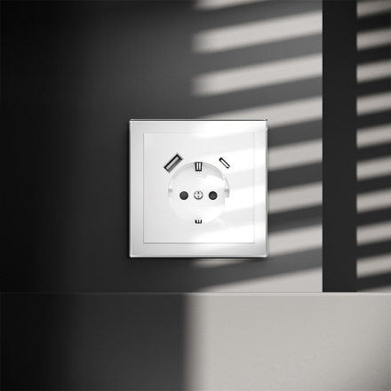 Розетка с USB, A+C Voltum S70 VLS040501 (белый глянцевы