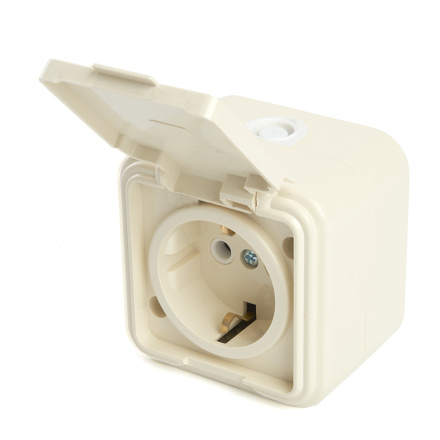 Розетка 1-местная с/з с крышкой Stekker Брест 49058