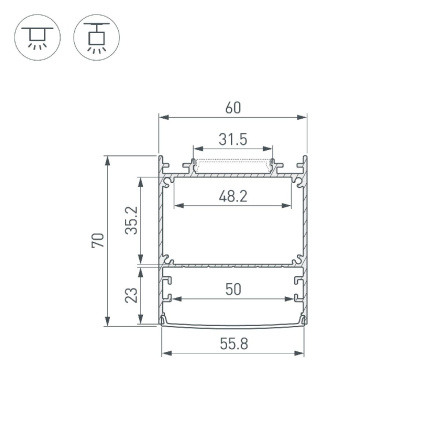 Профиль Arlight LINE-6070-2000 ANOD BLACK 046402