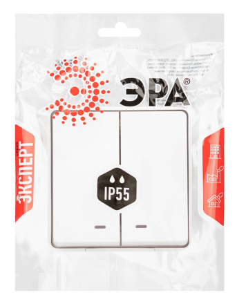 Выключатель двойной с подсветкой Эра Elegance Эксперт 11-1505-01 Б0063282