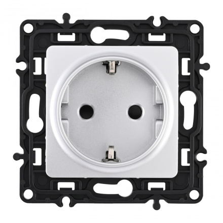 Розетка с заземлением и шторками Arte Milano 217.40-1.silver