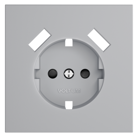 Накладка для розетки с заземлением и защитными шторками, с USB A+A Voltum S70 (серый) VLS000916