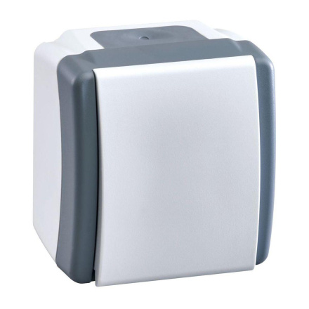 Выключатель одноклавишный Mono Electric Octans IP54 10А 250В бело-серый 154-020001-100