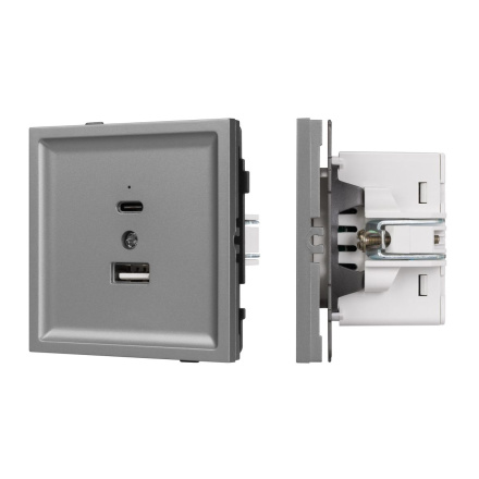 Механизм USB розетки Arlight SCT-TENDO-MUAC-PL-GR (5V, 3A, QC3) 054096