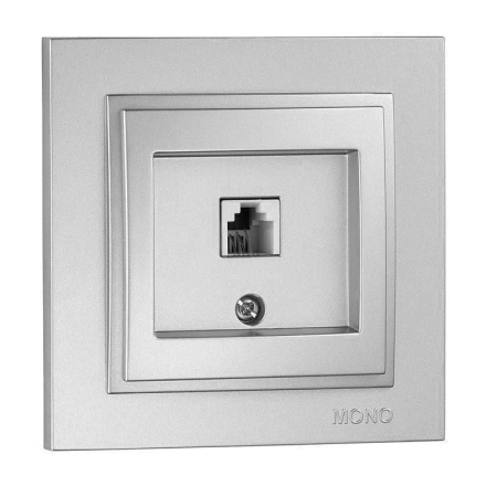 Розетка телефонная Rj45 Cat3 Mono Electric Despina серебро 102-212105-124
