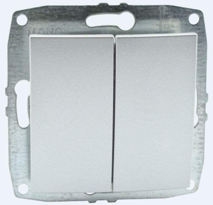 Выключатель двухклавишный Mono Electric Despina-Larissa 10А 250В серебро 500-002125-102
