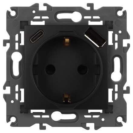 Розетка со шторками с USB type-A+C Эра Elegance 14-4108-05 Б0067724