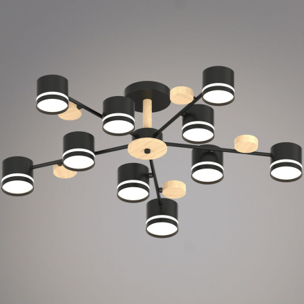 Люстра на штанге Reluce 68730-0.3-10 GX53 BK+WOOD