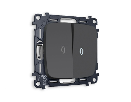 Комплект механизма 2-кл проходного выключателя с подсветкой Ambrella Volt Omega MO904035