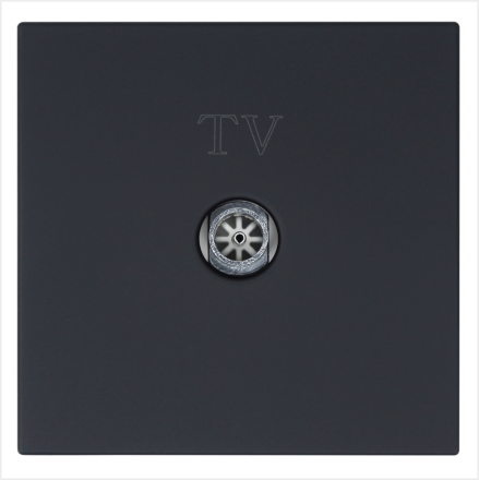 Розетка TV 9.5mm оконечная с накладкой, цвет Черный матовый (soft touch) Jasmart FD6001PBM