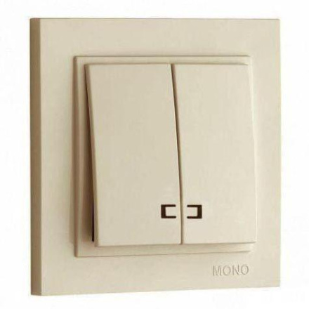 Выключатель двухклавишный с подсветкой Mono Electric Despina 10А 250В крем 102-170025-103