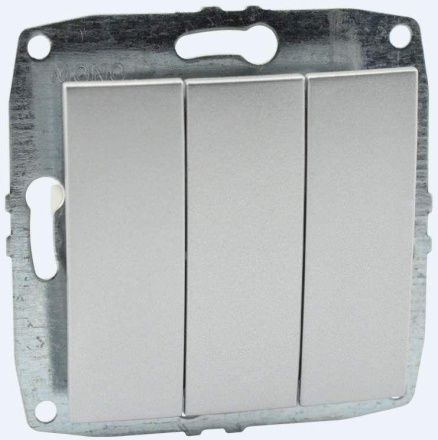 Выключатель трехклавишный Mono Electric Despina-Larissa 10А 250В серебро 500-002122-114