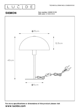 Настольная лампа Lucide Siemon 45596/01/33