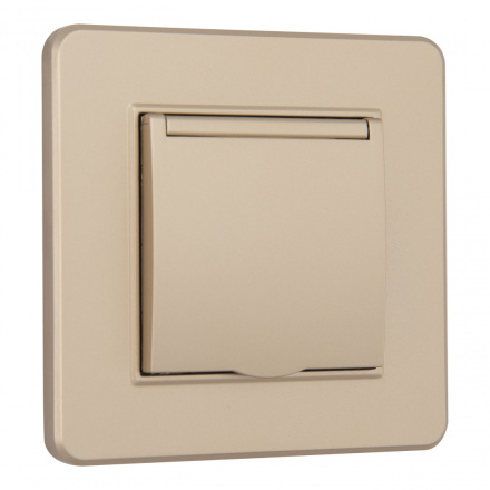 Комплект розетки с/з и шторками, защитной крышкой и рамкой Arte Milano SET16-1-41-1 shampan