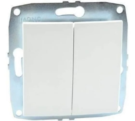 Выключатель двухклавишный проходной Mono Electric Despina-Larissa 10А 250В белый 500-001923-111
