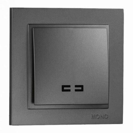 Выключатель одноклавишный с подсветкой Mono Electric Despina 10А 250В графит 102-202025-101