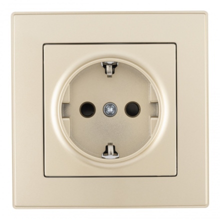 Комплект розетки с/з и шторками и рамкой Arte Milano SET06-1-40-1 shampan