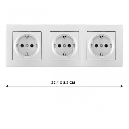 Розетка тройная (трехпостовая) с/з и шторками Arte Milano SET06-3-40-1x3 silver