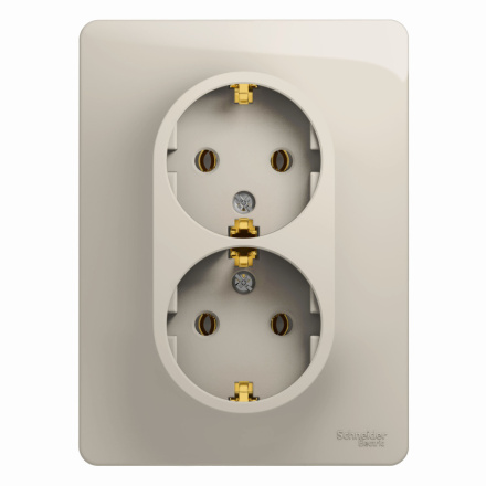 Розетка 2-ая с/з (в сборе) Systeme Electric Glossa Молочный GSL000924