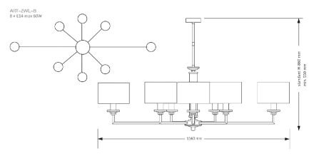 Люстра на штанге Kutek Mood Artu ART-ZWL-8(Z)
