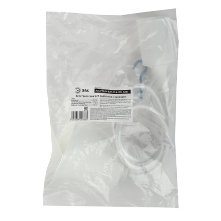 Патрон ЭРА Е27 с подвесом пластиковый PTR/P-E27-PLA-WH-CAB Б0048038