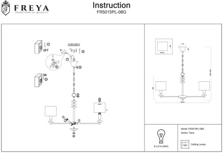 Подвесная люстра Freya Tiana FR5015PL-08G