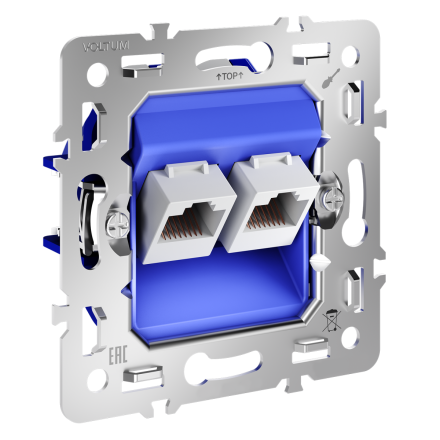 Механизм розетки компьютерной двойной RJ45+RJ45 кат.6 Voltum S70 VLS0602M