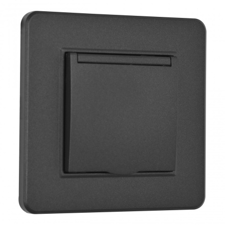 Комплект розетки с/з и шторками, защитной крышкой и рамкой Arte Milano SET16-1-41-1 black