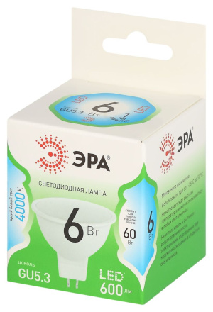 Светодиодная лампа Эра LED MR16-6W-840-GU5.3 GL Б0067078