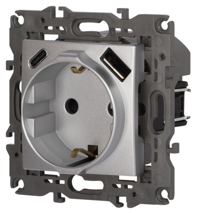 Розетка со шторками с USB type-A+C Эра Elegance 14-4108-03 Б0067741