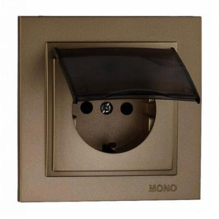 Розетка с заземлением с крышкой Mono Electric Despina 16А 250В бронза 102-232321-118