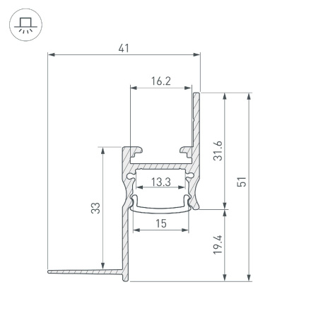 Алюминиевый профиль Arlight ARH-СEIL-S14-SHADOW-2000 BLACK 047183